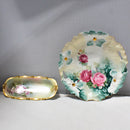 R.S. Prussia Hand Painted Cake Plate and Celery Dish