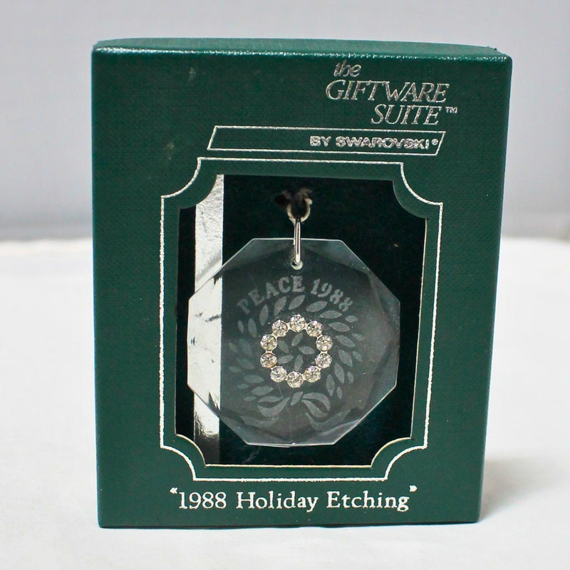 Swarovski, The Giftware Suite, 1988 Holiday Etching, Peace Ornament