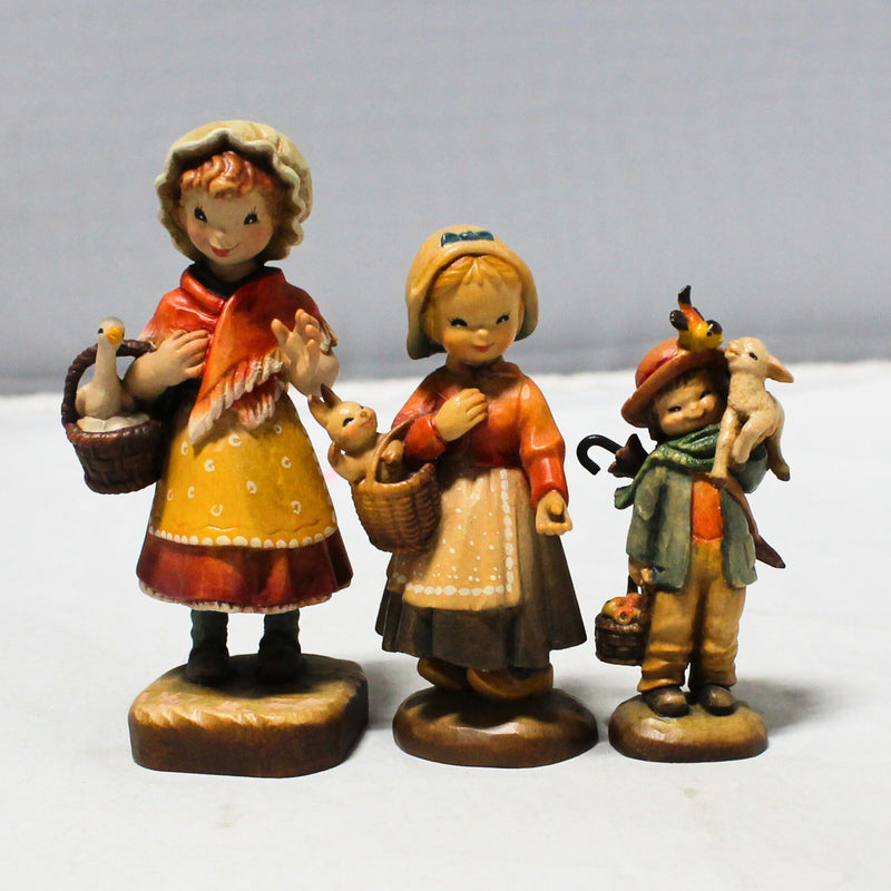 Lot of 3: ANRI Girl with Goose, Friendship, and Welcome Girl Figurines
