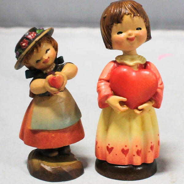 Lot of 2: ANRI Girls Holding Heart Figurines