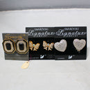 Lot of 3: Swarovski Hearts, Bows & SAL Octagon Earrings, Clip-Ons & Regular