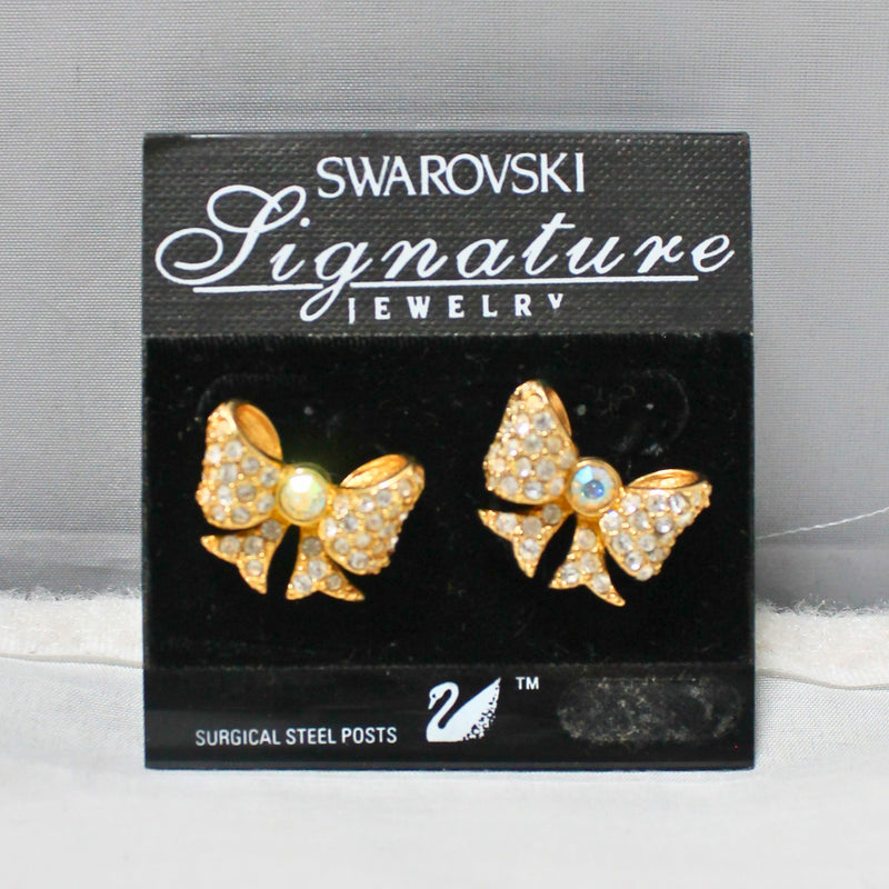 Lot of 3: Swarovski Hearts, Bows & SAL Octagon Earrings, Clip-Ons & Regular
