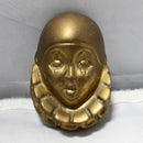 Lot of 2: Brass Pierrot Clown Head & JJ Gold Tone Clown Broach Pin