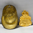 Lot of 2: Brass Pierrot Clown Head & JJ Gold Tone Clown Broach Pin