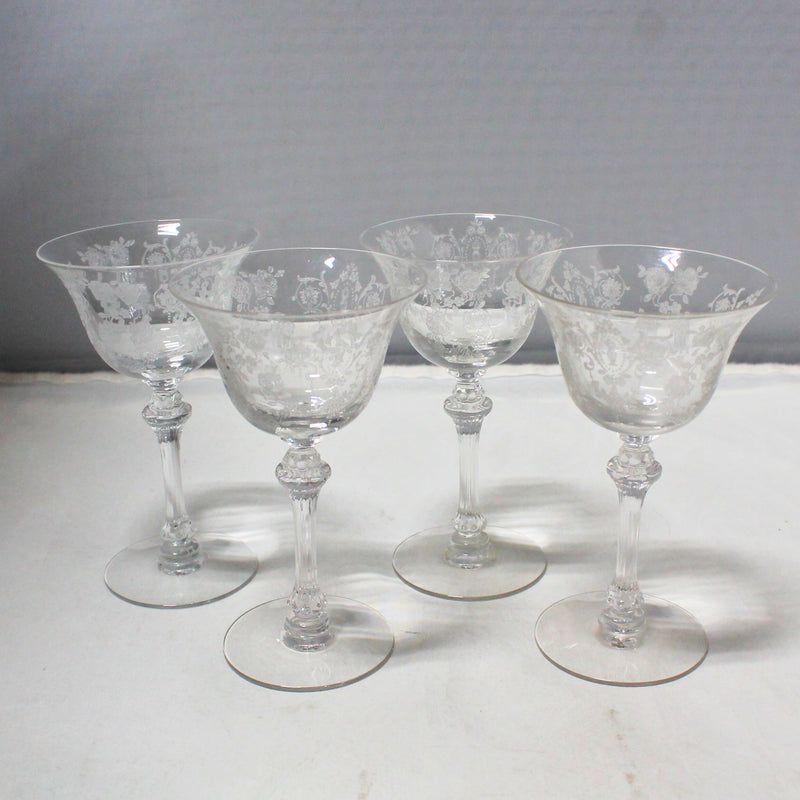 Lot of 4: Tiffin-Franciscan Cherokee Rose Cocktail Glasses