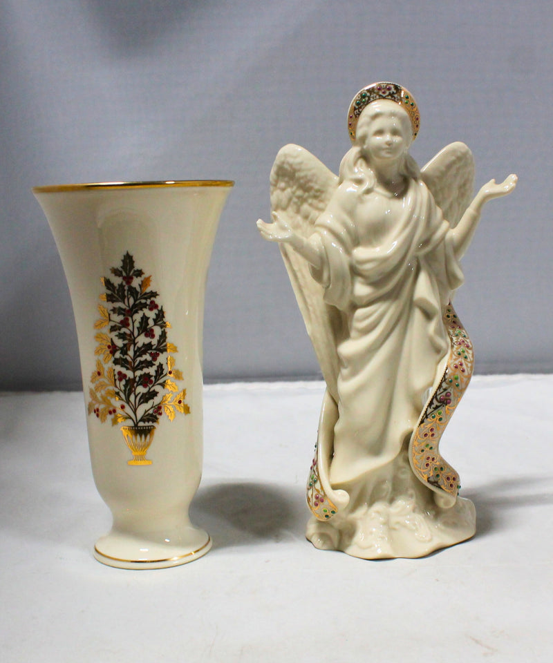 Lot of 2: Lenox Angel of Light & Eternal Xmas Vase
