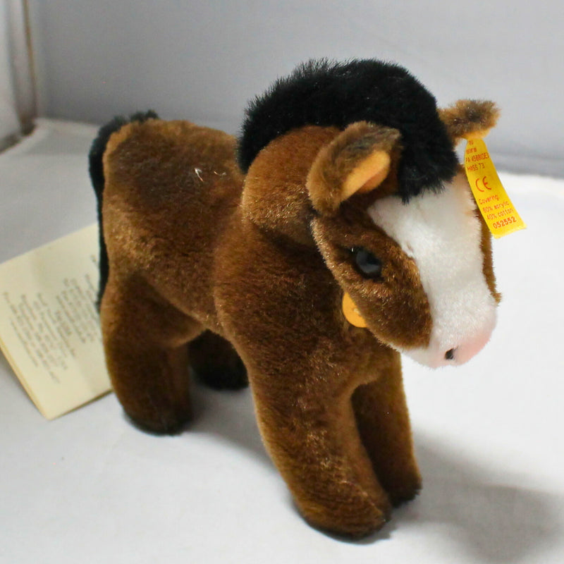 Lot of 4: Steiff Stuffed Fox, Penguin, Horse, & Donkey - 089107, 063572, 052552