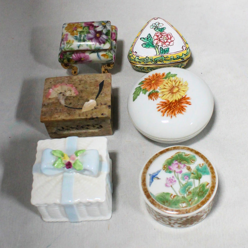 Lot of 6: Floral Trinket Boxes
