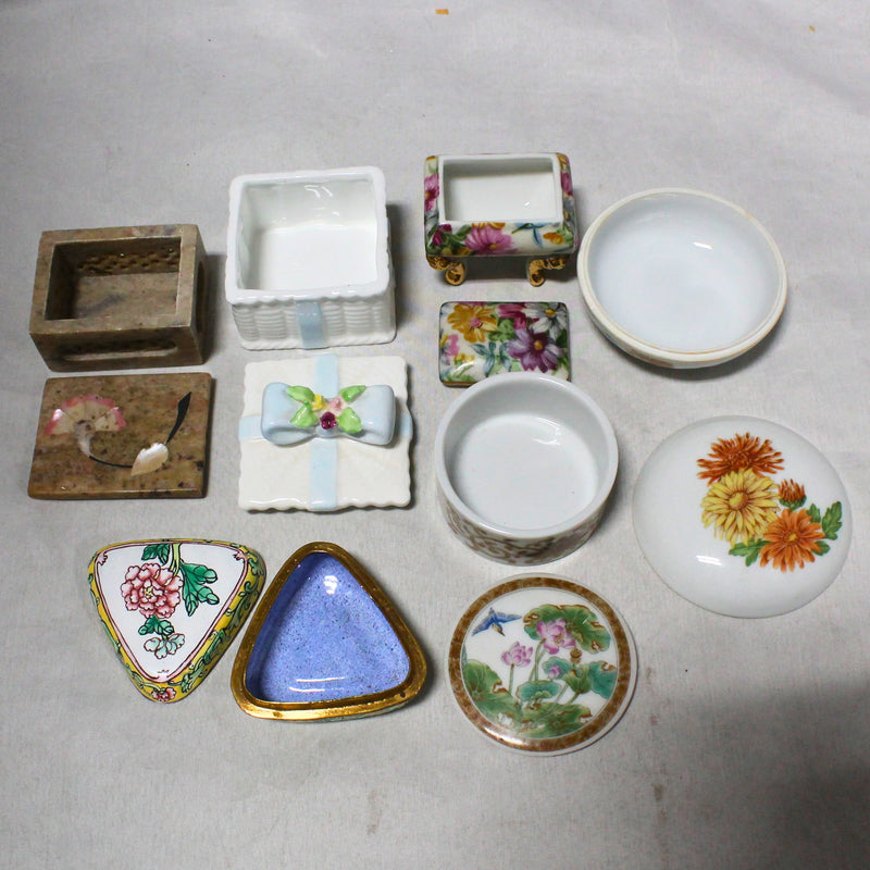 Lot of 6: Floral Trinket Boxes