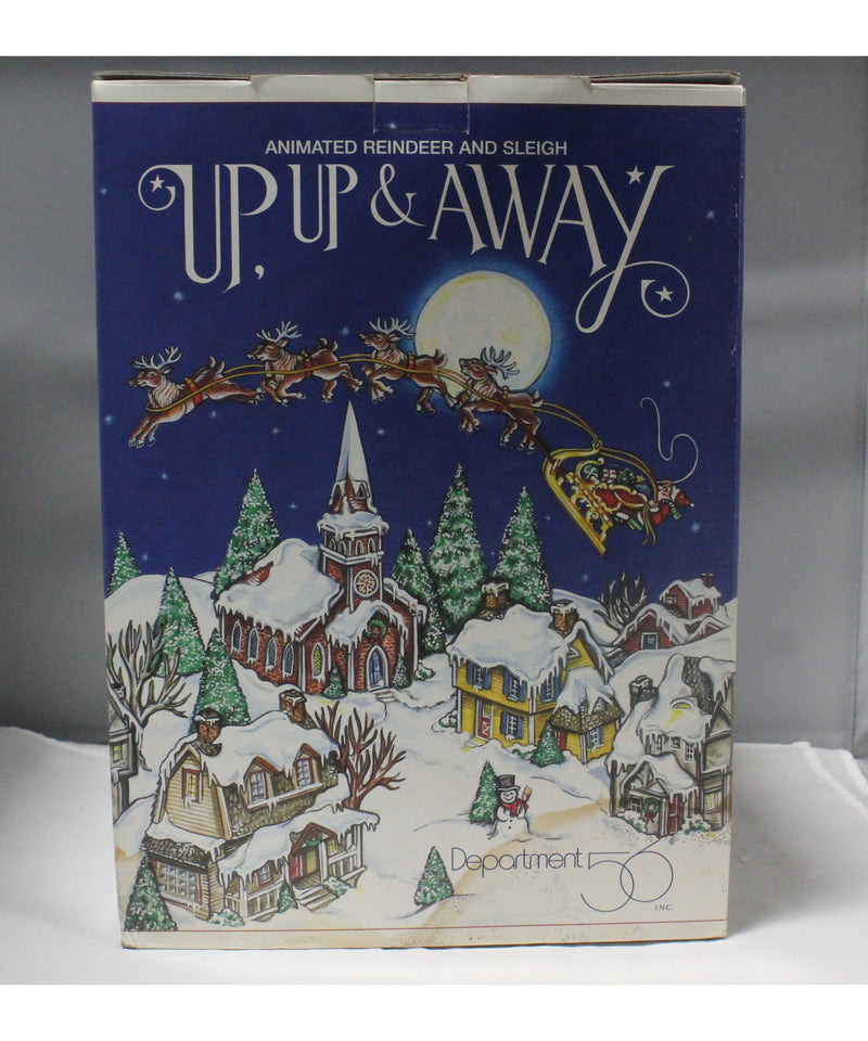 Department 56 | Up, Up & Away |Animated Reindeer and Sleigh | Please Read