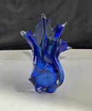 Elegant Blue Glass Vase Decorative Centerpiece
