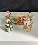 Fitz & Floyd Santa Theme Salt Pepper & Tidbit Dish Set