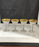 Lot of 4 Vintage Etched Dessert Glasses Elegant Stemware