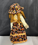 Vintage Porcelain Doll Red Hair Floral Dress Hat Collectible Display Doll