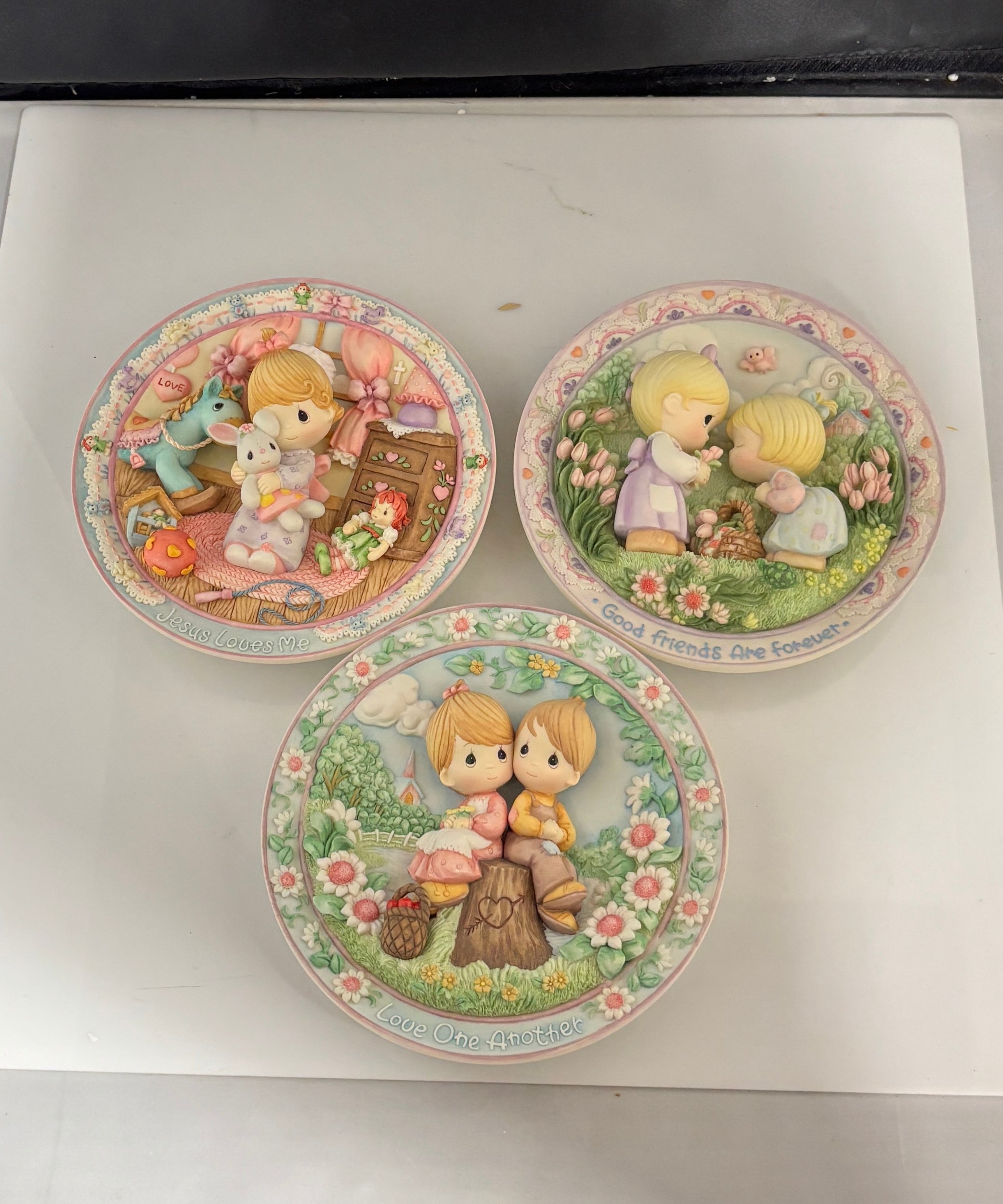 Precious Moments Sculpted Plate Collection Lot of 3 Enesco Plates