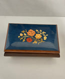 Italian Music Box O Sole Mio Blue Floral Musical Trinket Jewelry Box