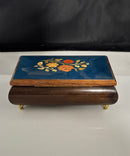 Italian Music Box O Sole Mio Blue Floral Musical Trinket Jewelry Box
