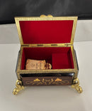 Reuge Music Box Jewelry Casket Gold Filigree Feet Swiss Movement, Parts
