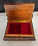 Italian Floral Marquetry Music Box, Happy Wanderer Wind-Up Jewelry Box