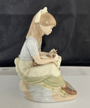 Nadal - Spain Porcelain Girl With Sleeping Kittens Figurine