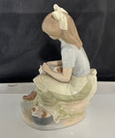 Nadal - Spain Porcelain Girl With Sleeping Kittens Figurine