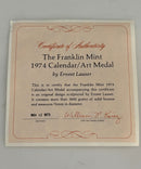 Franklin Mint 1974 Zodiac Calendar Bronze Medal Astrology Signs