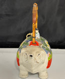 Vintage Ceramic Elephant Teapot Figural Bamboo Handle, Baby