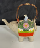 Vintage Ceramic Elephant Teapot Figural Bamboo Handle, Mom