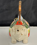 Vintage Ceramic Elephant Teapot Figural Bamboo Handle, Mom