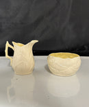 Vintage Belleek Ireland Cream & Sugar Set Green Mark Irish Porcelain