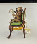 Bergmann Vienna Bronze Pug Dog Reading The Times, BB, Cold‑Painted Bronze