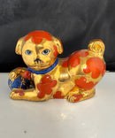 Neiman Marcus Exclusive Ceramic Dog Figurine Gold Whimsical Decor