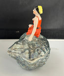 Vintage Art Deco Flapper Lady on Shell Trinket Box