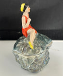 Vintage Art Deco Flapper Lady on Shell Trinket Box
