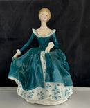 Royal Doulton Janine HN 2461 Bone China Figurine Lady In Teal Dress, England