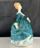 Royal Doulton Janine HN 2461 Bone China Figurine Lady In Teal Dress, England