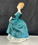 Royal Doulton Janine HN 2461 Bone China Figurine Lady In Teal Dress, England