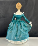 Royal Doulton Janine HN 2461 Bone China Figurine Lady In Teal Dress, England