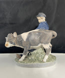 Royal Copenhagen - 772 Farm Boy w/ Calf Porcelain Figurine Denmark