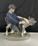 Royal Copenhagen - 772 Farm Boy w/ Calf Porcelain Figurine Denmark