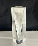 Large Faceted Optical Crystal Prism Tower Sculpture Paperweight Award Art Glass Decor