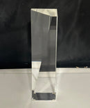 Large Faceted Optical Crystal Prism Tower Sculpture Paperweight Award Art Glass Decor