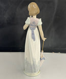 Lladro 7611 Summer Stroll Girl w/ Bird Cat Umbrella Figurine, Broken Wrist
