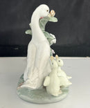 Lladro 1439 How Do You Do Goose Goslings Snail Figurine, Floral Damage