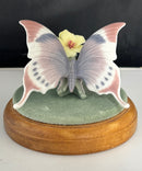 Lladro 7911 A Moment’s Rest – Butterfly Porcelain Sculpture w/ Base & Box – As Is Leaf Damage
