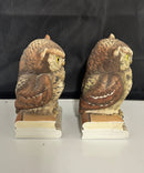 Vintage Andrea by Sadek Owl Bookends Pair, Hand Painted Ceramic Owl Library Décor