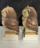 Vintage Andrea by Sadek Owl Bookends Pair, Hand Painted Ceramic Owl Library Décor