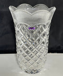 Marquis By Waterford Basketweave Vase Scalloped Rim Diamond Cut Clear Crystal 11"