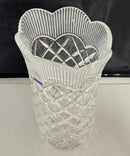 Marquis By Waterford Basketweave Vase Scalloped Rim Diamond Cut Clear Crystal 11"
