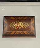 Porter Musical Jewelry Box Fur Elise Music Box Wood Marquetry Inlay Red Velvet